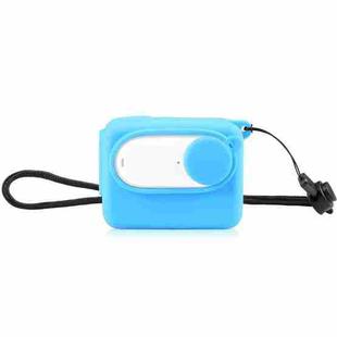 For Insta360 GO 3 PULUZ Camera Charging Case Silicone Case with Lens Cap & Strap (Blue)