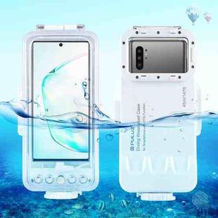 PULUZ 45m/147ft Waterproof Diving Case Photo Video Taking Underwater Housing Cover for Galaxy, Huawei, Xiaomi, Google Android Smartphones with OTG Function(White)