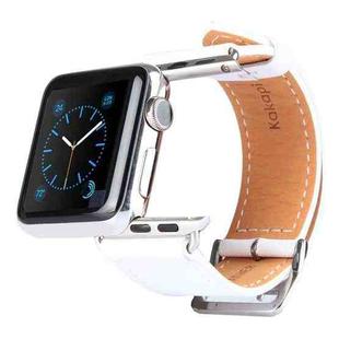 Kakapi for Apple Watch 38mm Metal Buckle Cowhide Leather Watch Band with Connector(White)