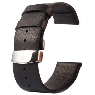 Kakapi for Apple Watch 42mm Subtle Texture Double Buckle Genuine Leather Watch Band, Only Used in Conjunction with Connectors (S-AW-3293)(Black)