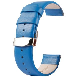 Kakapi for Apple Watch 42mm Subtle Texture Double Buckle Genuine Leather Watch Band, Only Used in Conjunction with Connectors (S-AW-3293)(Blue)