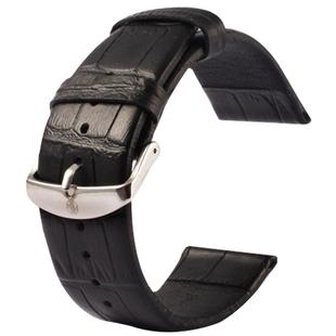 Kakapi for Apple Watch 38mm Crocodile Texture Classic Buckle Genuine Leather Watch Band, Only Used in Conjunction with Connectors (S-AW-3291)(Black)
