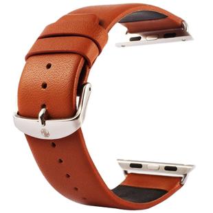 Kakapi for Apple Watch 38mm Subtle Texture Classic Buckle Genuine Leather Watch Band with Connector(Brown)