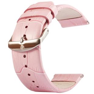 Kakapi for Apple Watch 38mm Crocodile Texture Brushed Buckle Genuine Leather Watch Band, Only Used in Conjunction with Connectors (S-AW-3291)(Pink)