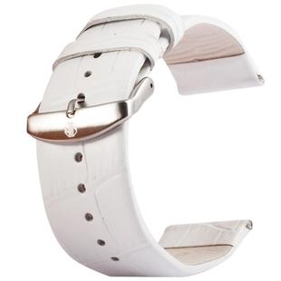 Kakapi for Apple Watch 38mm Crocodile Texture Brushed Buckle Genuine Leather Watch Band, Only Used in Conjunction with Connectors (S-AW-3291)(White)