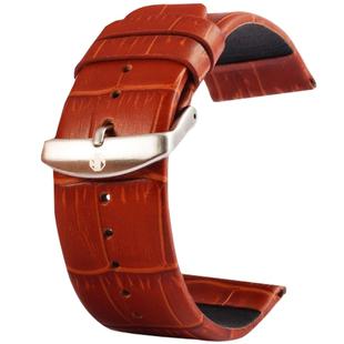 Kakapi for Apple Watch 38mm Crocodile Texture Brushed Buckle Genuine Leather Watch Band, Only Used in Conjunction with Connectors (S-AW-3291)(Brown)