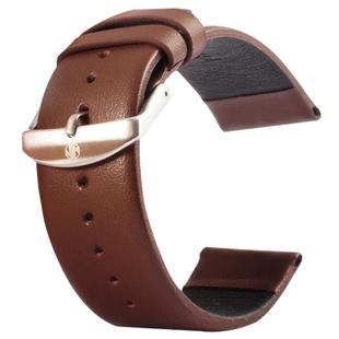Kakapi for Apple Watch 38mm Subtle Texture Brushed Buckle Genuine Leather Watch Band, Only Used in Conjunction with Connectors (S-AW-3291)(Coffee)