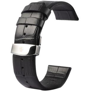 Kakapi for Apple Watch 38mm Crocodile Texture Double Buckle Genuine Leather Watch Band, Only Used in Conjunction with Connectors (S-AW-3291)(Black)