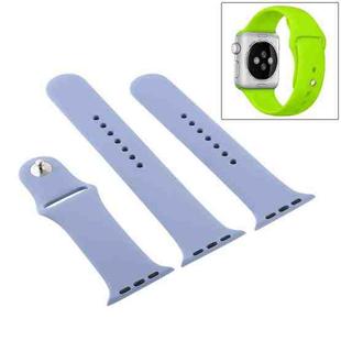 For Apple Watch Series 9&8&7 41mm / SE 3&SE 2&6&SE&5&4 40mm / 3&2&1 38mm 3 in 1 Rubber Watch Band with Pin Buckle(Lavender Grey)