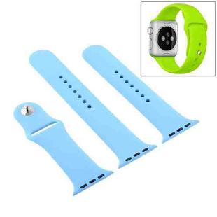 For Apple Watch Ultra 49mm & Watch Ultra 2 49mm / Series 9&8&7 45mm / SE 3&SE 2&6&SE&5&4 44mm / 3&2&1 42mm 3 in 1 Rubber Watch Band with Pin Buckle(Chrysanthemum Blue)