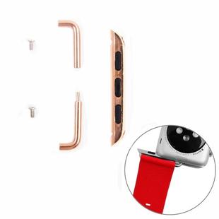 For Apple Watch 42 / 44 / 45mm Metal Strap Connector Metal Buckle, Pair(Rose Gold)