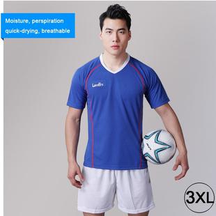 Football/Soccer Team Short Sports Suit, Blue + White (Size: XXXL)
