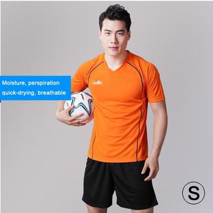 Football/Soccer Team Short Sports Suit, Orange + Black (Size: S)