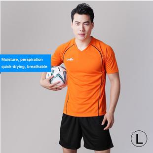 Football/Soccer Team Short Sports Suit, Orange + Black (Size: L)