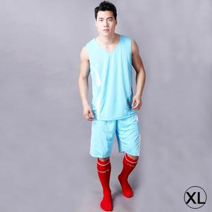 Simple Two-sided Wear Breathable Basketball Sportswear (T-shirt + Short) Suit, Baby Blue, (Size: XL)