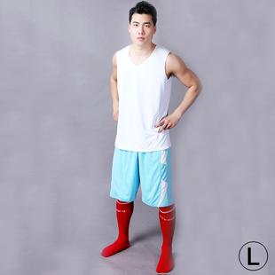 Simple Two-sided Wear Breathable Basketball Sportswear (T-shirt + Short) Suit, White, (Size: M)