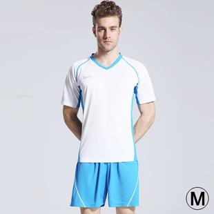Football / Soccer Team Short Sports (T-shirt + Short) Suit, White + Sky Blue (Size: M)