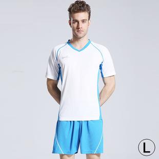 Football / Soccer Team Short Sports (T-shirt + Short) Suit, White + Sky Blue (Size: L)