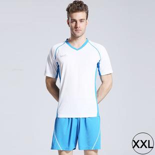 Football / Soccer Team Short Sports (T-shirt + Short) Suit, White + Sky Blue (Size: XXL)