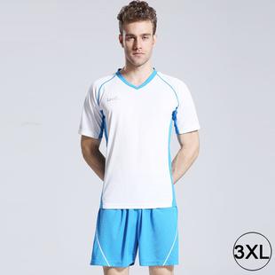 Football / Soccer Team Short Sports (T-shirt + Short) Suit, White + Sky Blue (Size: XXXL)