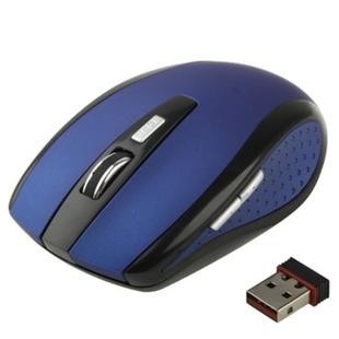 2.4 GHz 800~1600 DPI Wireless 6D Optical Mouse with USB Mini Receiver, Plug and Play, Working Distance up to 10 Meters (Blue)
