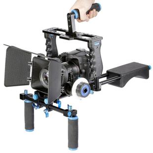 YELANGU YLG1103A-A Dual Handles Camera Shoulder Mount + Camera Cage Stabilizer Kit with Matte Box for DSLR Camera / Video Camera