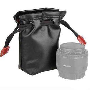 Soft PU Leather + Villus Storage Bag with Stay Cord for Camera Lens, Size: 70mm x 60mm x 130mm