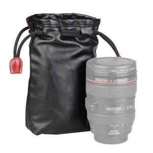 Soft PU Leather + Villus Storage Bag with Stay Cord for Camera Lens, Size: 100mm x 65mm x 190mm