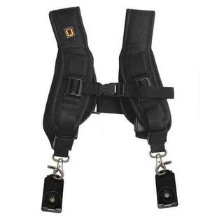 Safe & Fast Quick Double Shoulder Belt Strap for 2 Cameras DSLR (QS-B 1/4(Black)