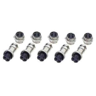 16mm 2-Pin GX16 Aviation Plug Socket Connector (5 Pcs in One Package, the Price is for 5 Pcs)(Silver)