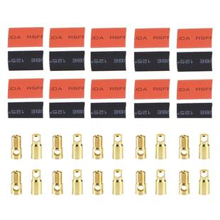 6mm Gold Bullet Connector with Heat Shrink Tubing for RC Battery (10 Pairs)