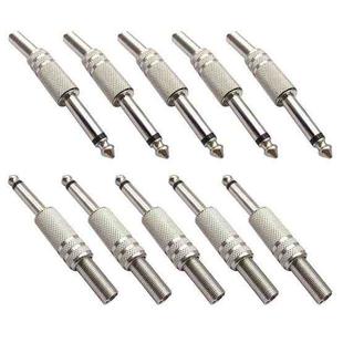 JL0057 6.35mm Audio Jack Connector (10 Pcs in One Package, the Price is for 10 Pcs)(Silver)