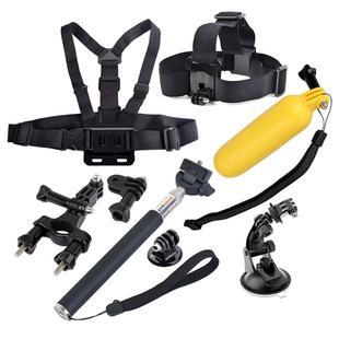 YKD -136 8 in 1 Chest Strap + Head Strap + Bike Handlebar Holder + Suction Cup Mount Holder + Extendable Handle Monopod + Floating Handle Grip Set for GoPro HERO11 Black / HERO10 Black / HERO9 Black / HERO8 Black / HERO7 /6 /5 /5 Session /4 Session /4 /3+ /3 /2 /1, DJI Osmo Action and Other Action Cameras