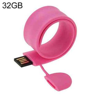 Silicone Bracelet USB Flash Disk with 32GB Memory(Pink)
