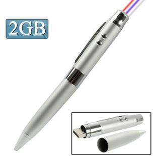 3 in 1 Laser Pen Style USB Flash Disk, Silver (2GB)