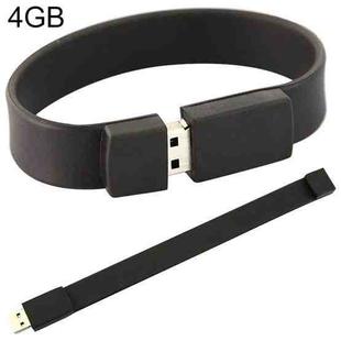 4GB Silicon Bracelets USB 2.0 Flash Disk(Black)