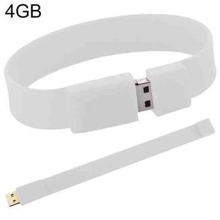 4GB Silicon Bracelets USB 2.0 Flash Disk(White)