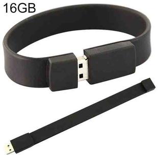 16GB Silicon Bracelets USB 2.0 Flash Disk(Black)
