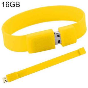 16GB Silicon Bracelets USB 2.0 Flash Disk(Yellow)
