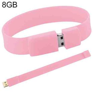 8GB Silicon Bracelets USB 2.0 Flash Disk(Pink)