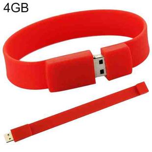 4GB Silicon Bracelets USB 2.0 Flash Disk(Red)