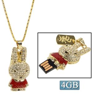 Rabbit Shaped Diamond Jewelry USB Flash Disk (4GB), Red