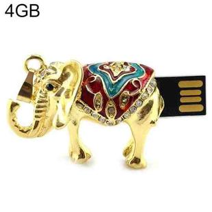 Golden Elephants Shaped Diamond Jewelry Necklace Style USB Flash Disk (4GB)