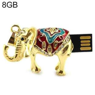 Golden Elephants Shaped Diamond Jewelry Necklace Style USB Flash Disk (8GB)