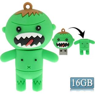 Cartoon Style Silicone USB2.0 Flash disk, Special for All Kinds of Festival Day Gifts, Green (16GB)