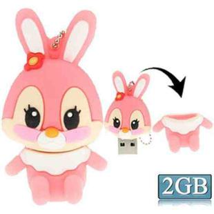 Cartoon Bunny Style Silicone USB 2.0 Flash disk, Special for All Kinds of Festival Day Gifts，Pink (2GB)