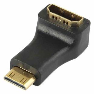 Gold Plated Mini HDMI Male to HDMI 19 Pin Female Adaptor with 90 Degree Angle(Black)