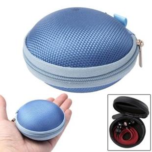 Grid Style Carrying Bag Box for Headphone / Earphone(Blue)
