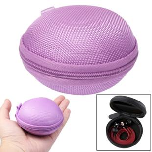Grid Style Portable Carrying Bag Box for Headphone / Earphone(Purple)