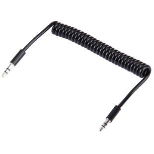 Spring Coiled 3.5mm Aux Cable, Compatible with Phones, Tablets, Headphones, MP3 Player, Car/Home Stereo & More, Length: 15cm - 170cm(Black)